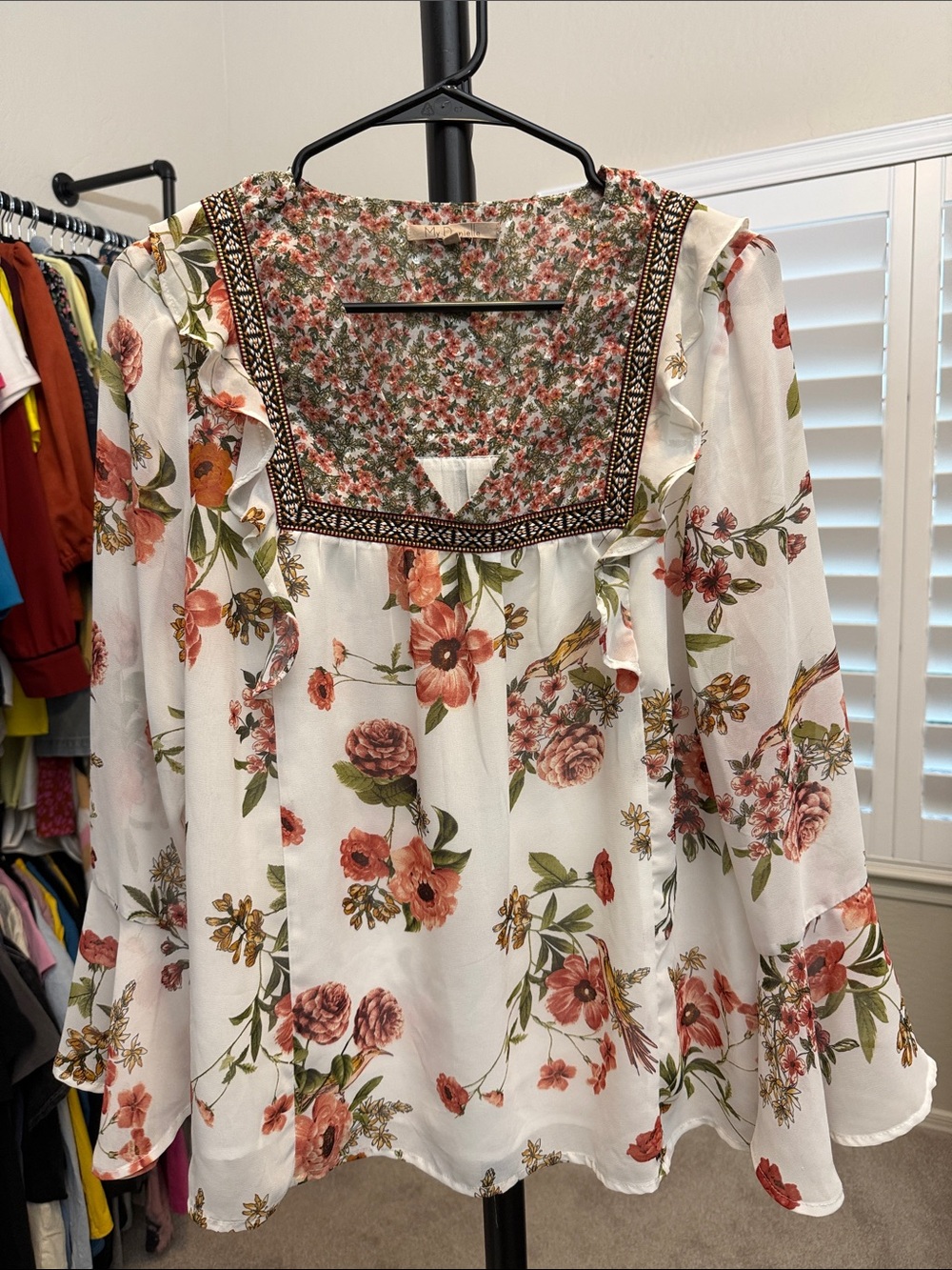 My Danielle Boho Floral Square-Neck Blouse